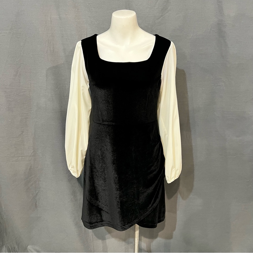 Sunday Black and Cream Long Sleeve Dress